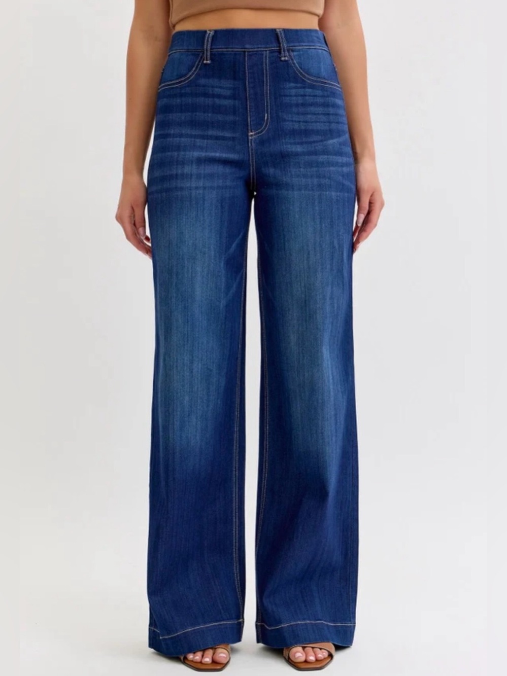 Ms. Cello High-Rise Wide Leg Pull On Jeans Curvy Plus